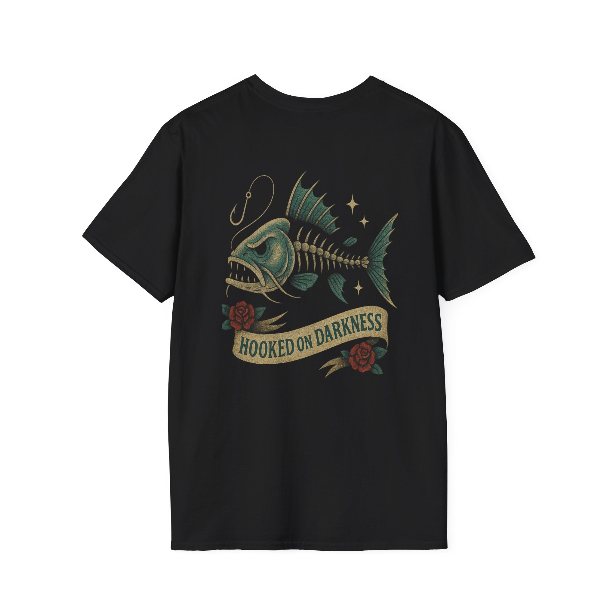 Hooked on Darkness - Bottom Feeders Series by Black T Society Catfish, Fishing Tee, Unisex Fishing Shirt, Vintage Style T-Shirt, Unique Gift for Fishermen, Casual Wear for Adventure Lovers