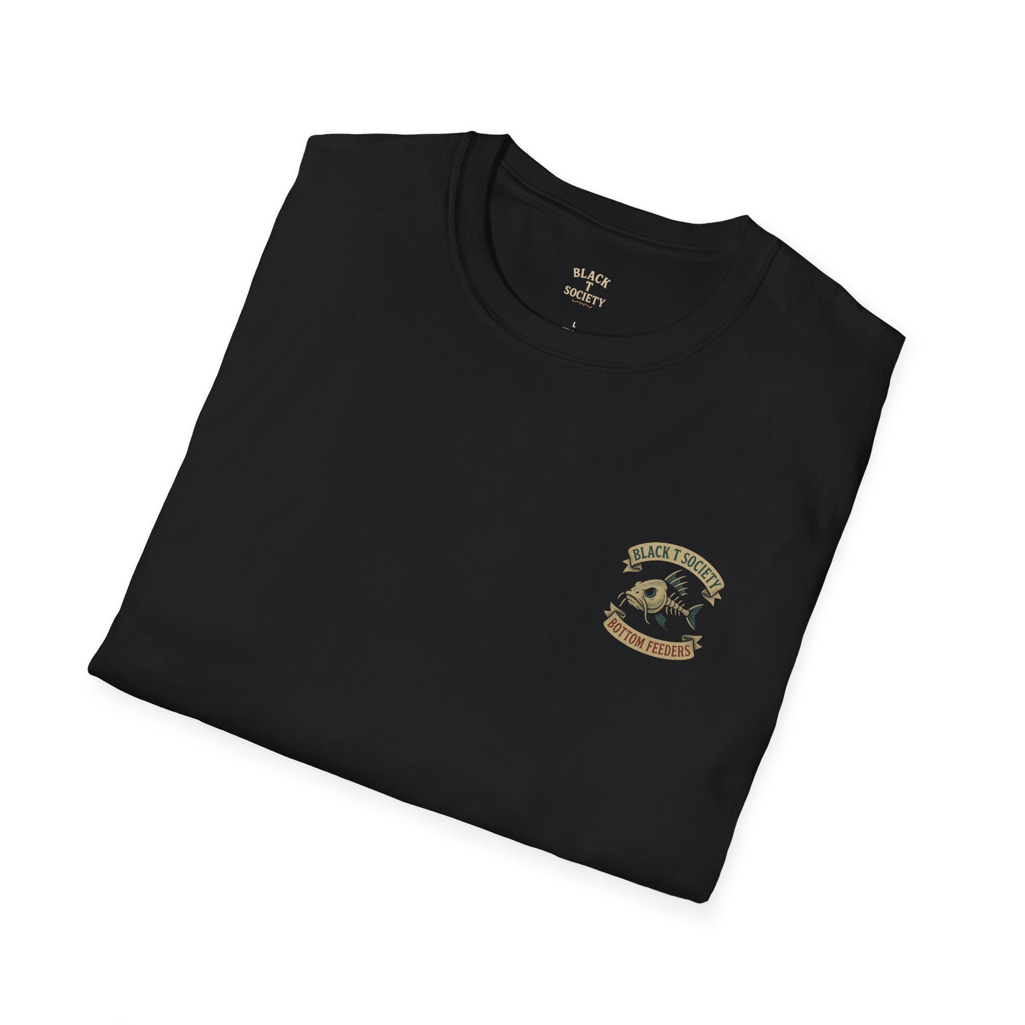 Hooked on Darkness - Bottom Feeders Series by Black T Society Catfish, Fishing Tee, Unisex Fishing Shirt, Vintage Style T-Shirt, Unique Gift for Fishermen, Casual Wear for Adventure Lovers
