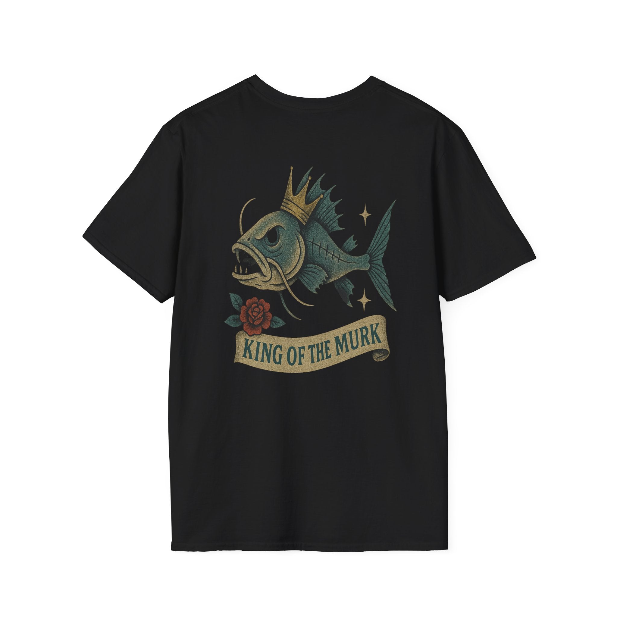 King of the Murk - Bottom Feeders Series by Black T Society, Catfish, Fishing Tee Unisex Softstyle T-Shirt with Vintage Graphic, Casual Tee, Graphic tee, Comfortable Wear, Gift for Him/Her, Everyday Fashion