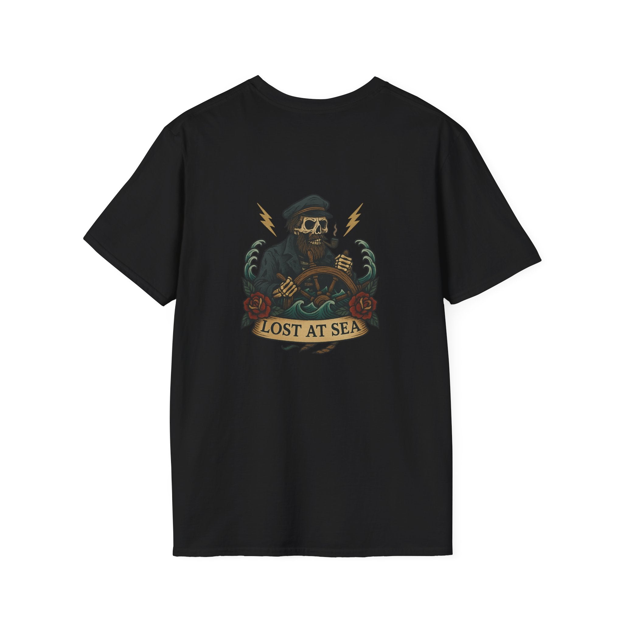 Lost at Sea - Sirens Curse Series by Black T Society Unisex Skull & Rose Graphic Tee - Lost at Sea, Casual Fashion, Trendy Shirts, Gift for Sailors, Summer Collection