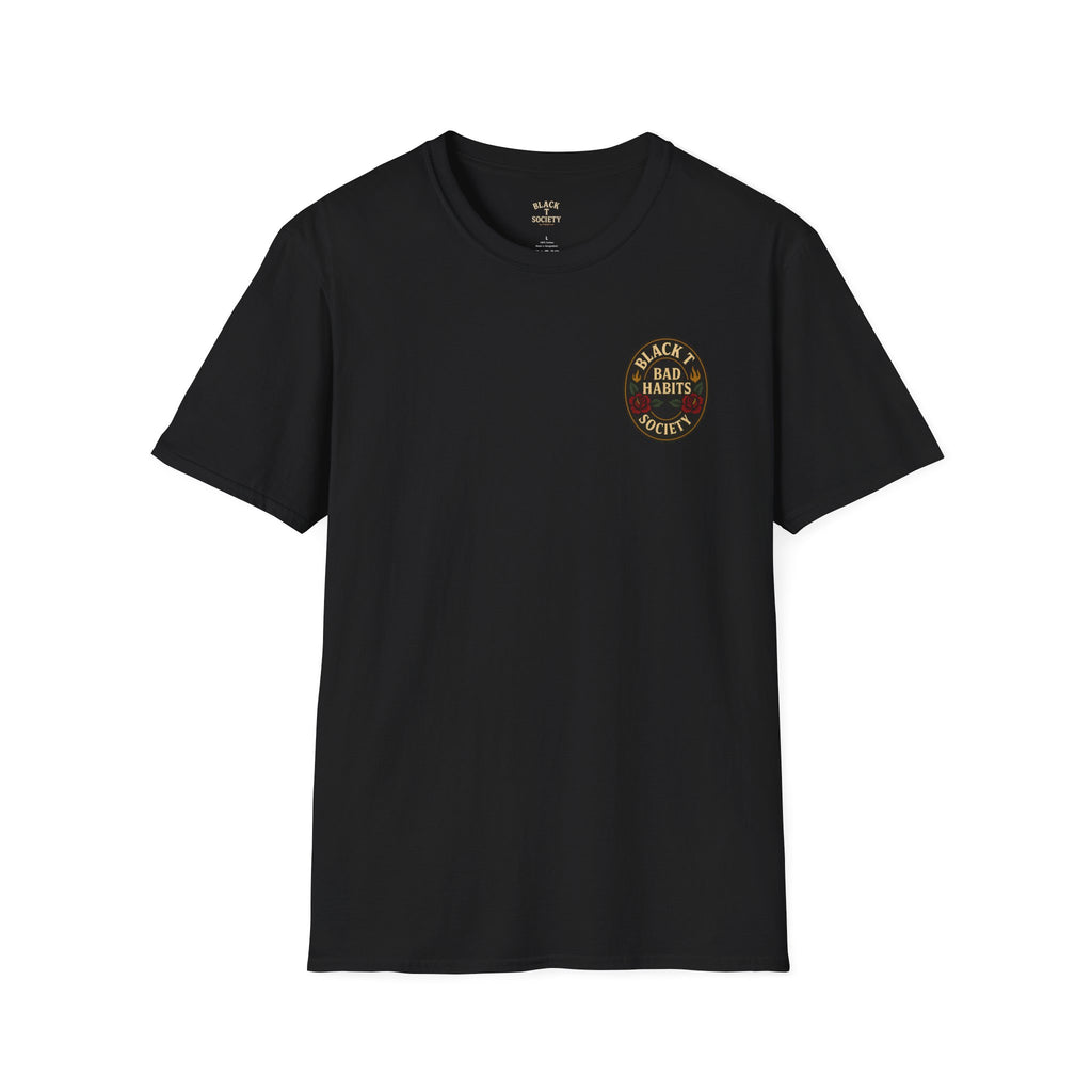 Killing Time - Bad Habits Series by Black T Society Edgy Graphic Tee, Unisex Softstyle T-Shirt, Skull Art T-Shirt, Alternative Fashion Top, Gift for Rock Music Lovers, Festival Outfit